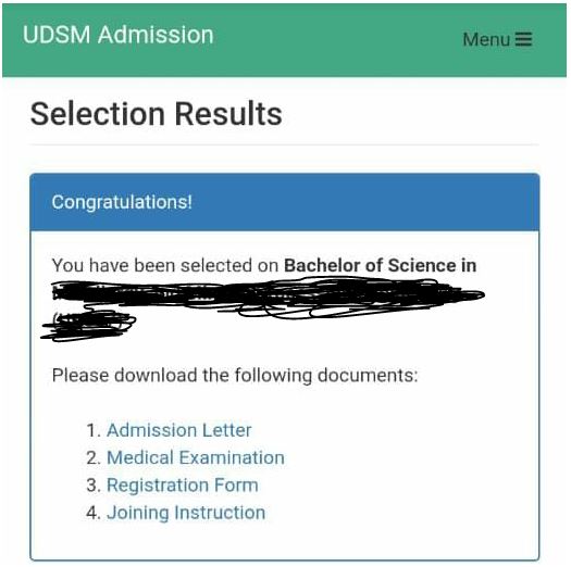 UDSM Joining instructions (Admission letters) 2023/2024